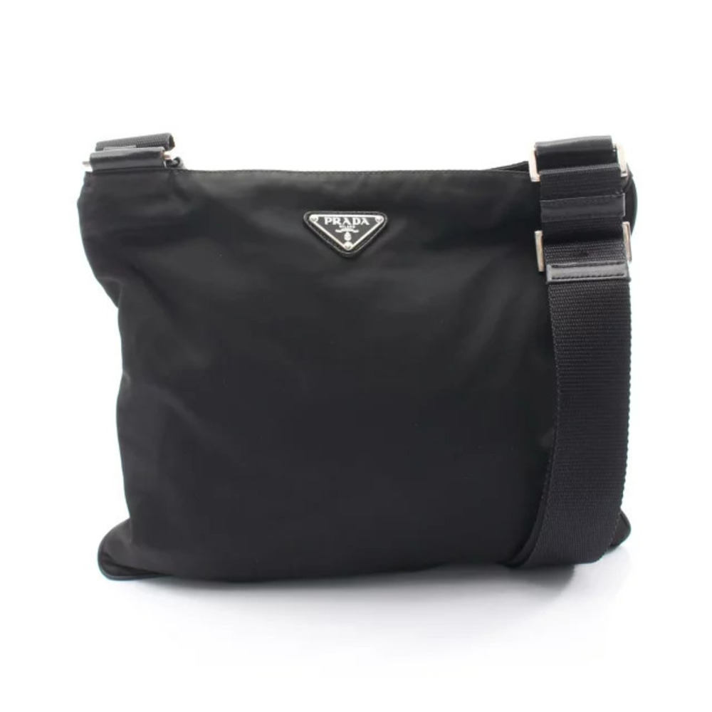 Prada Triangle Shoulder Bag Saffiano Leather Black